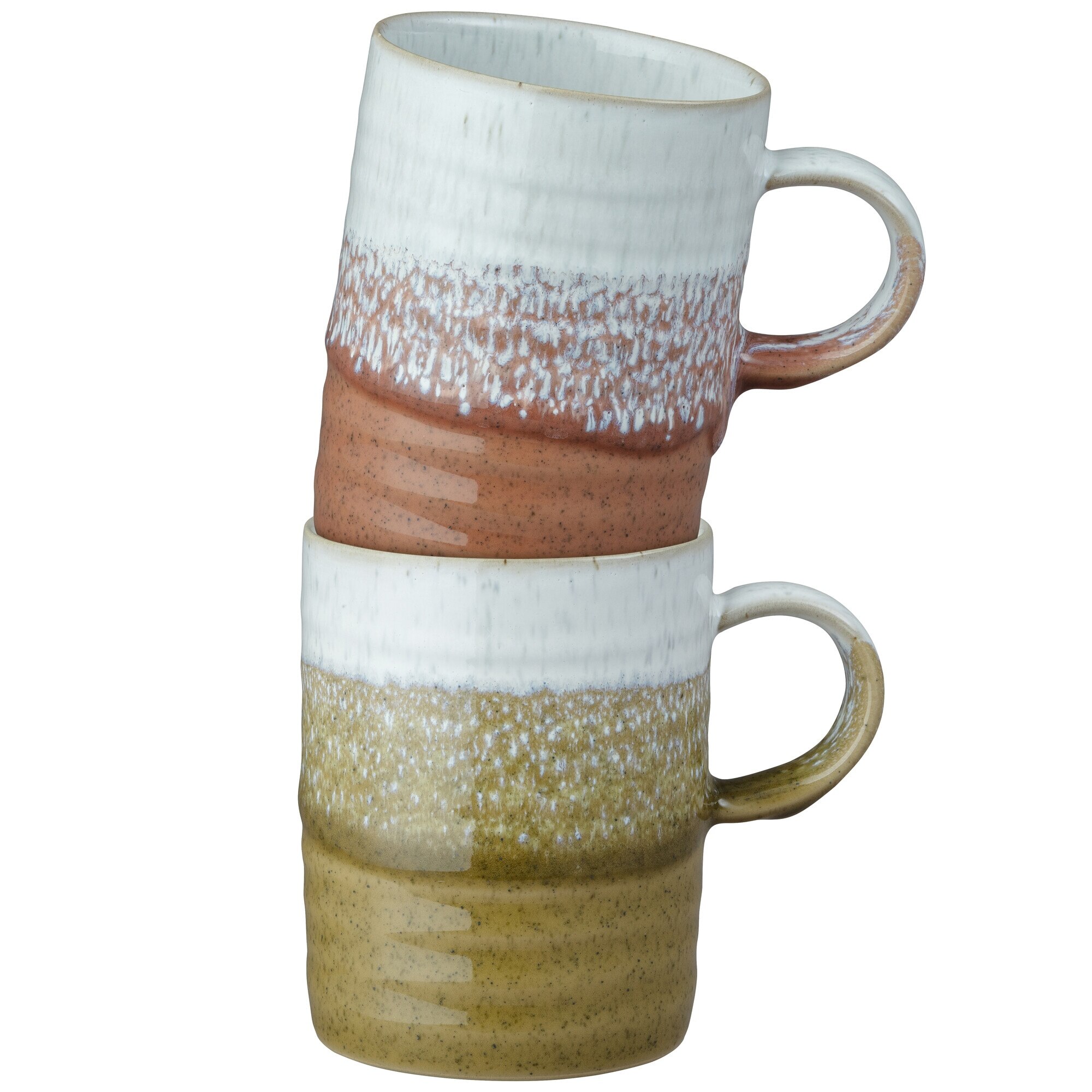 Product photograph of Kiln Accents Set Of 2 Ridged Mugs Ochre Rust from Denby Retail Ltd