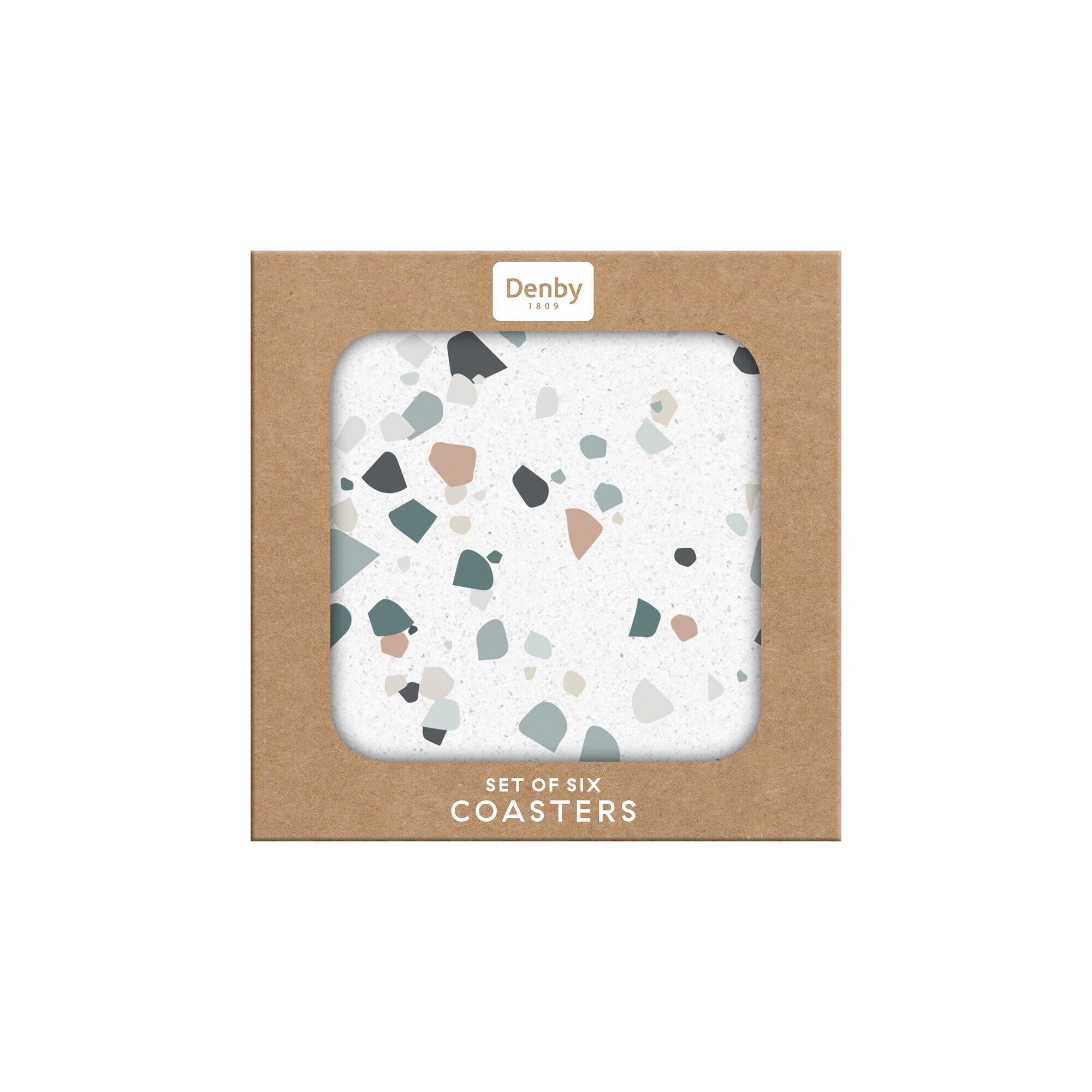 Product photograph of Denby Elements Terrazzo Effect Neutrals Set Of 6 Coasters from Denby Retail Ltd