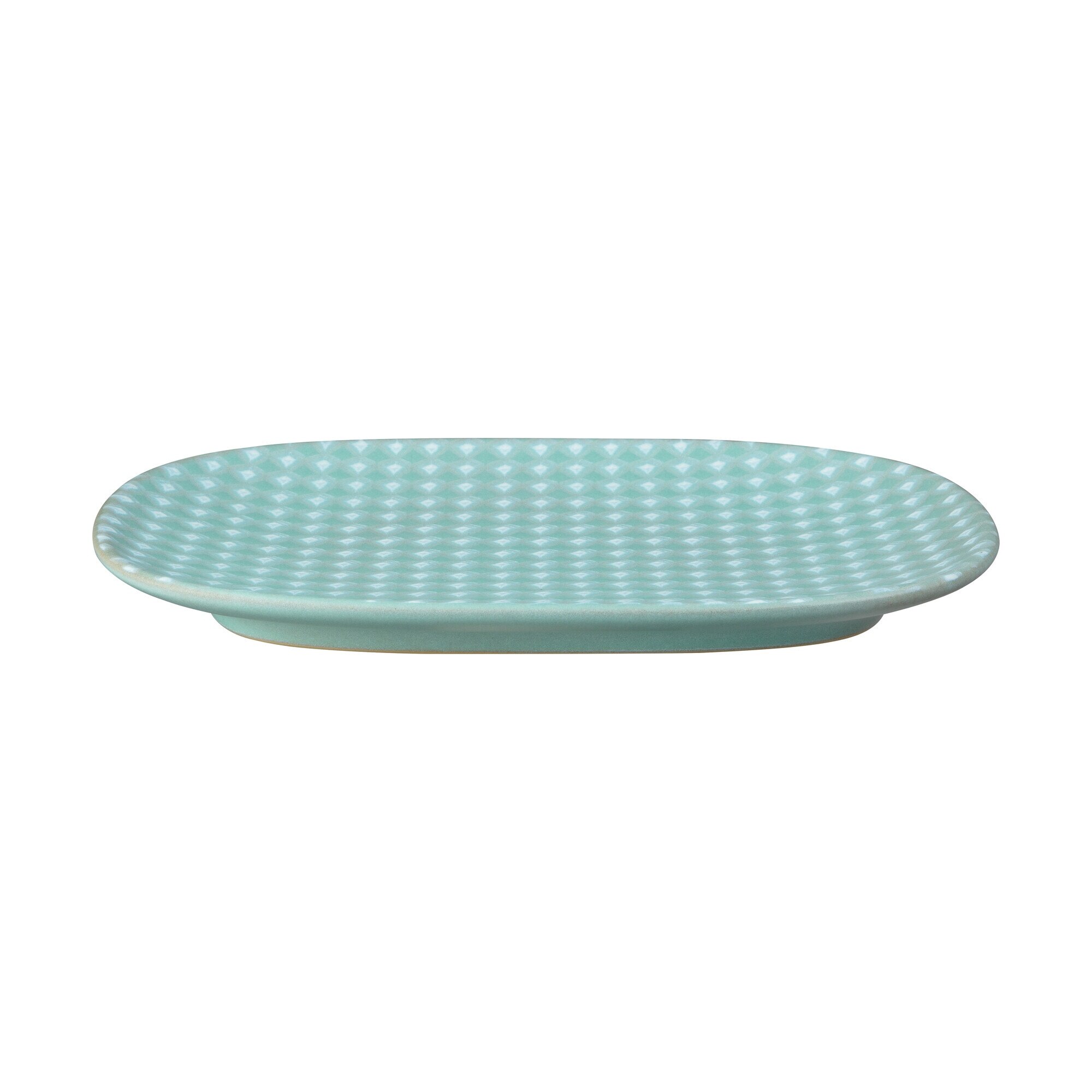 Product photograph of Impression Mint Accent Medium Oblong Platter Seconds from Denby Retail Ltd