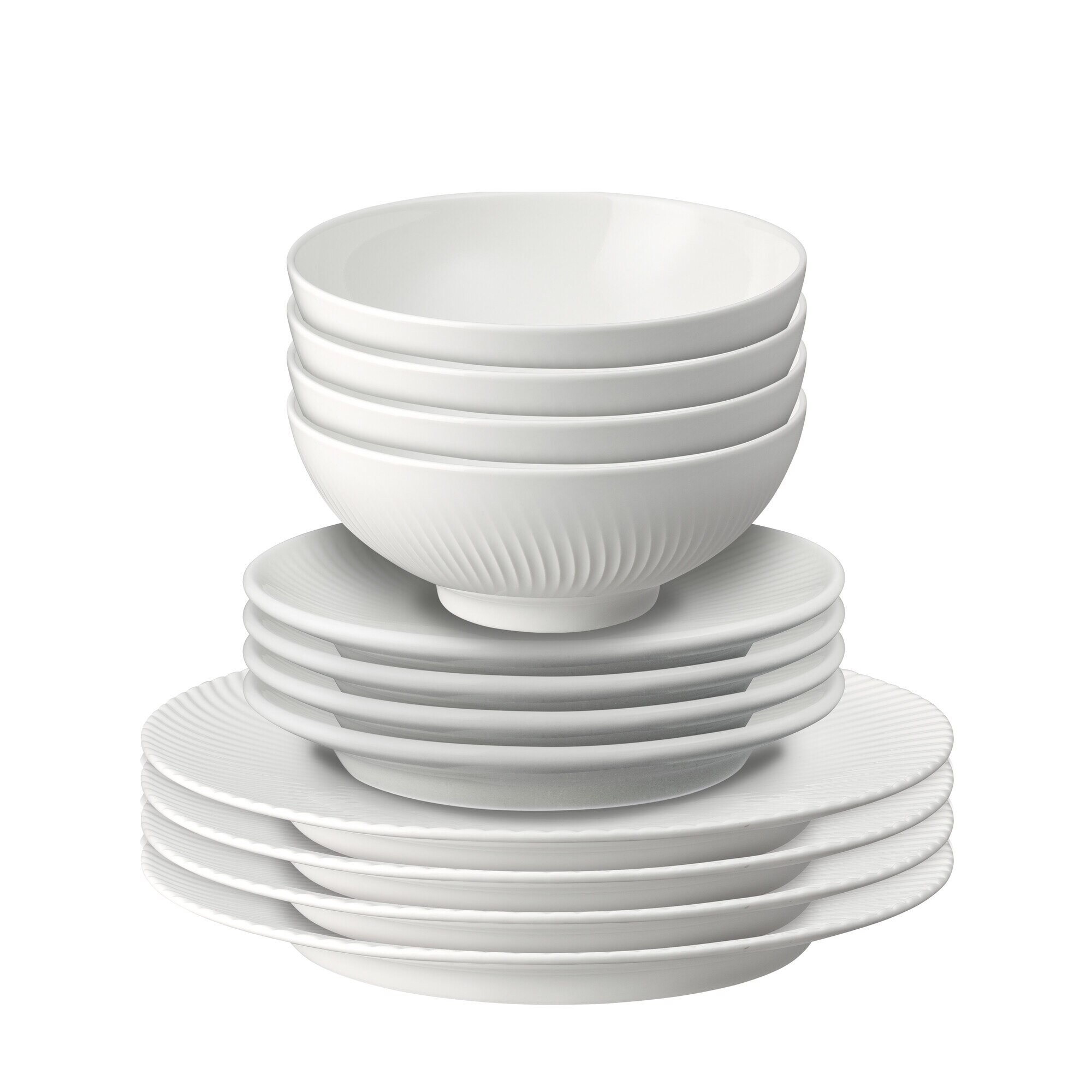 Product photograph of Porcelain Arc White Alt 12 Piece Tableware Set from Denby Retail Ltd