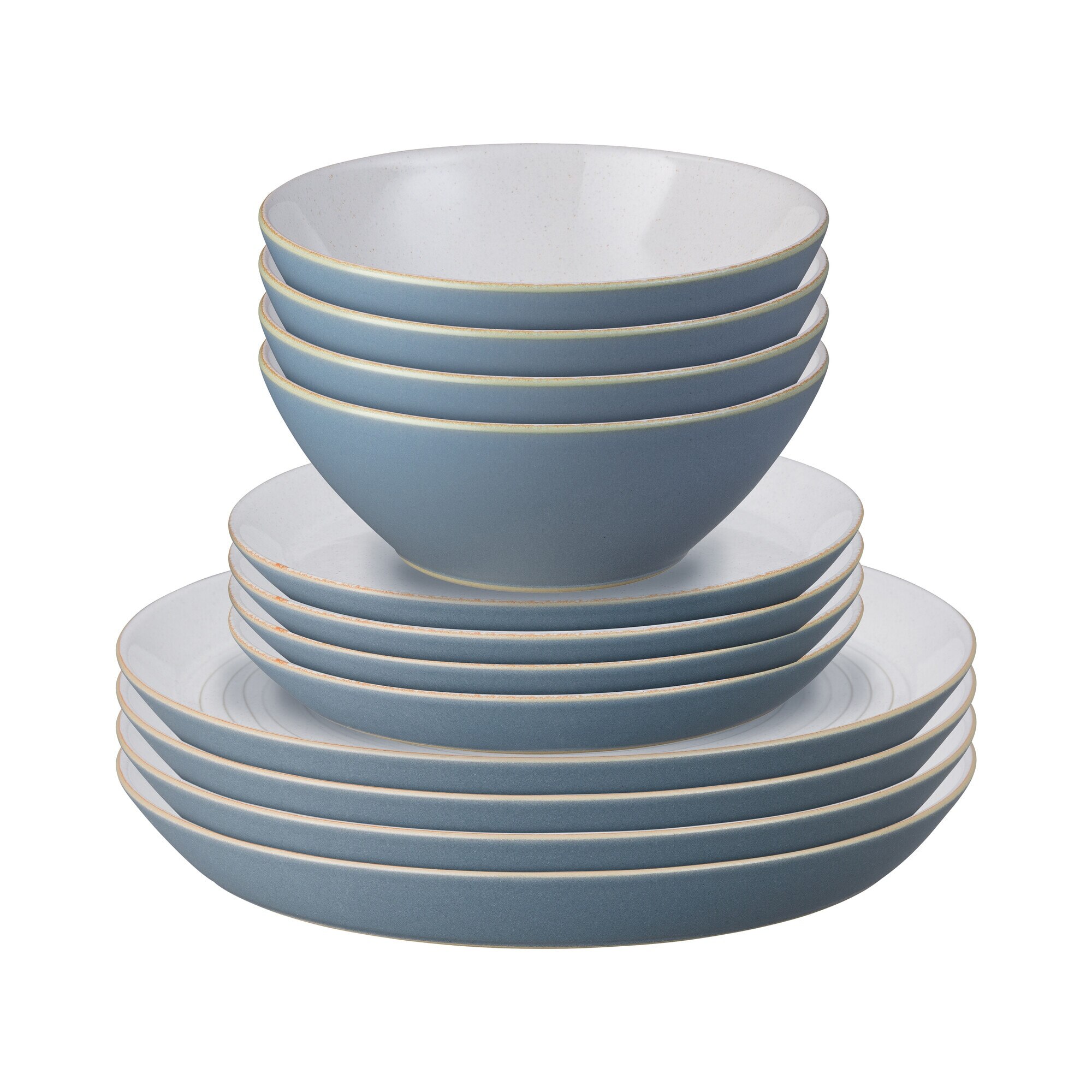 Product photograph of Impression Blue 12 Piece Tableware Set With Spiral Dinner Plate from Denby Retail Ltd