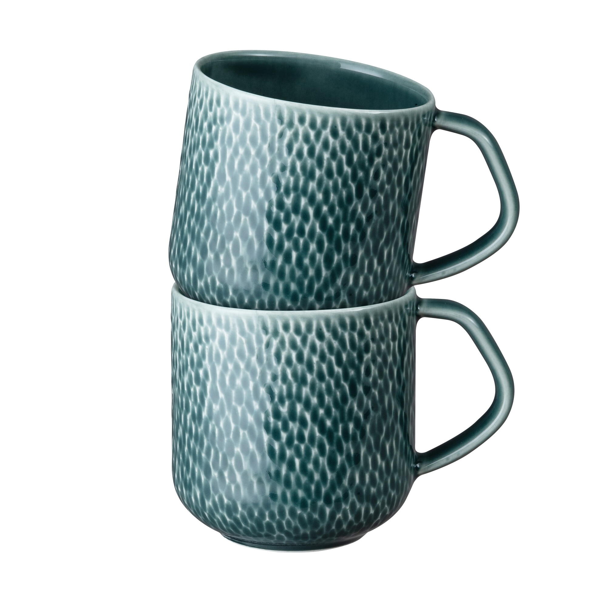 Product photograph of Porcelain Carve Green Large Mug Set Of 2 from Denby Retail Ltd