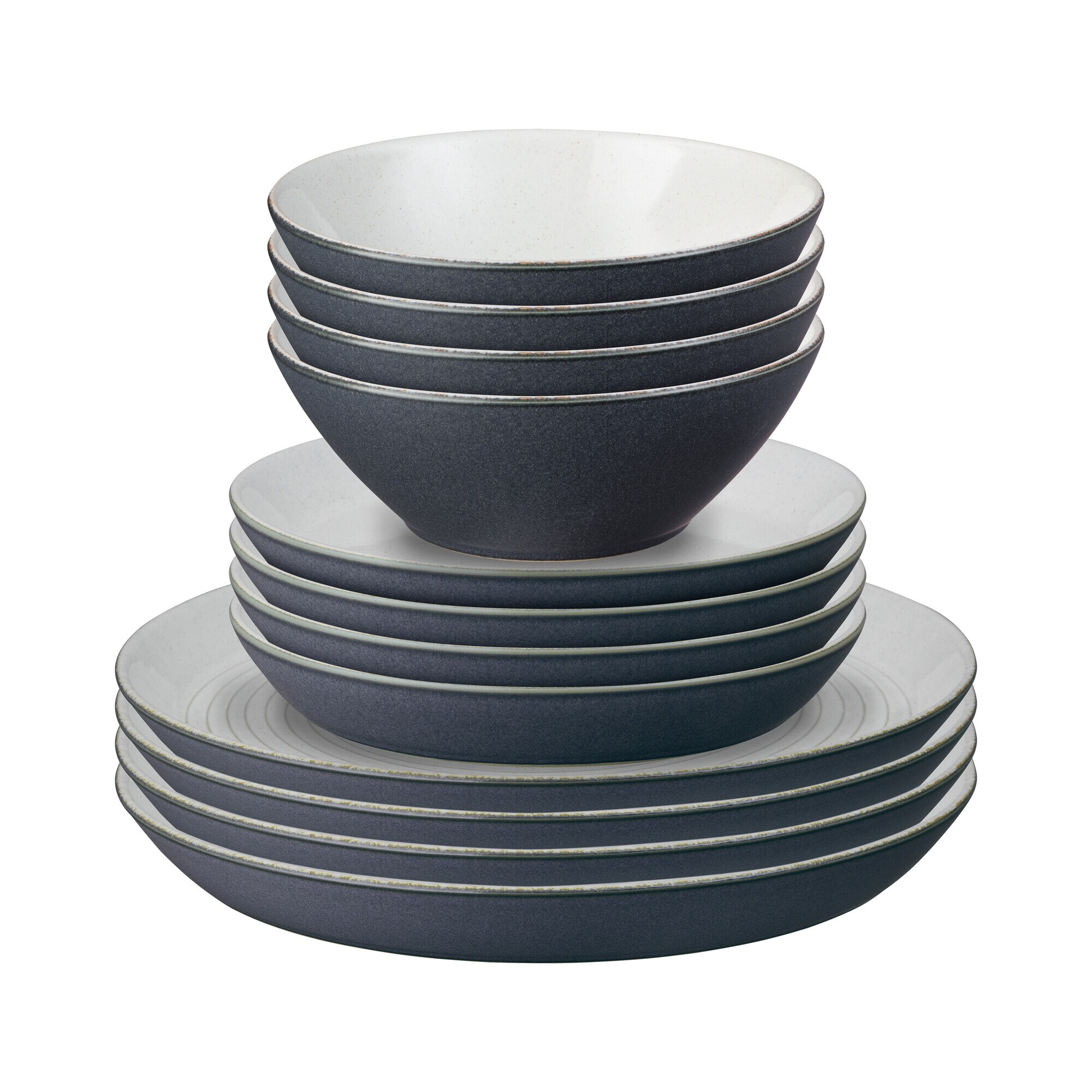 Product photograph of Impression Charcoal Blue 12 Piece Tableware Set With Spiral Dinner Plate from Denby Retail Ltd