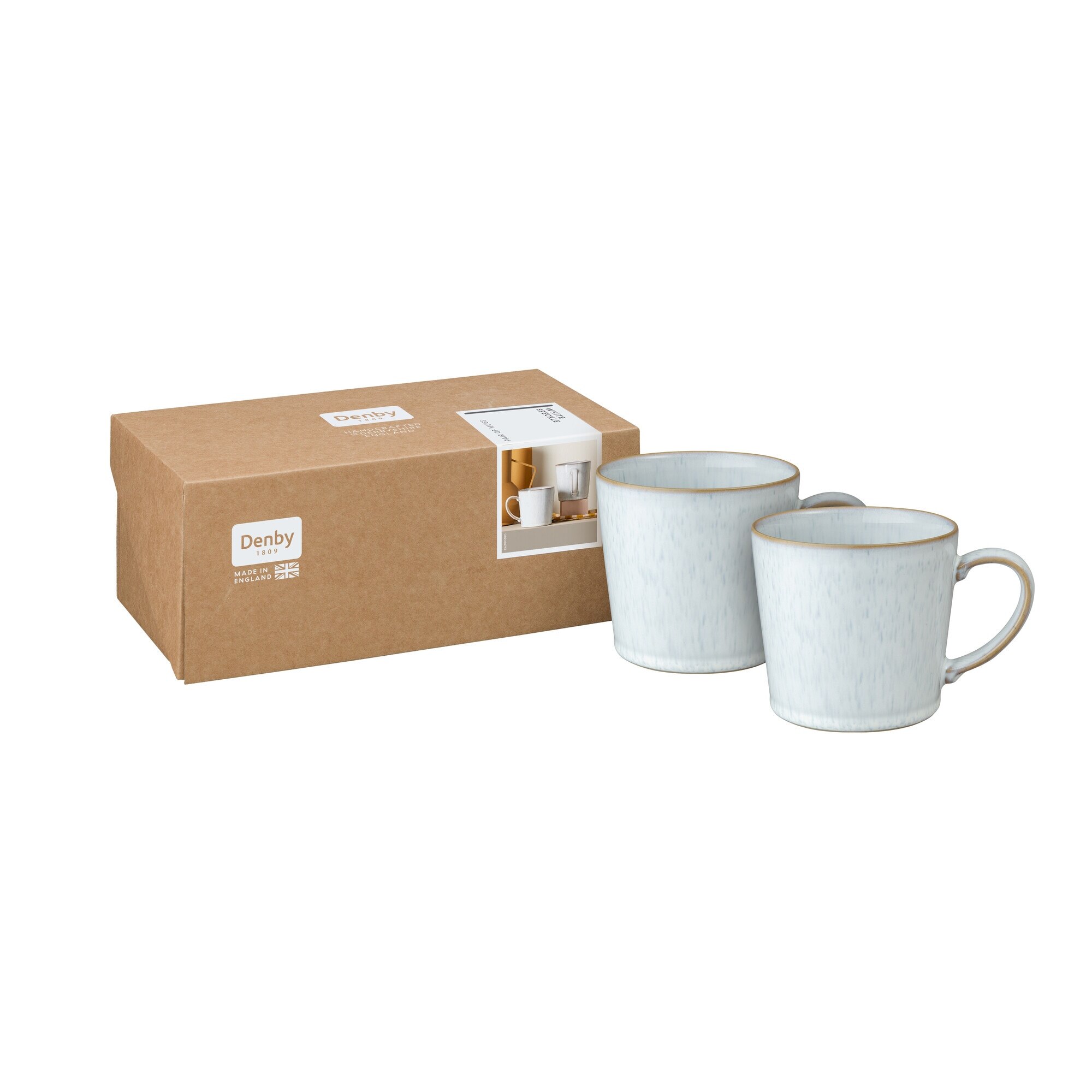 Product photograph of White Speckle Set Of 2 Mugs from Denby Retail Ltd