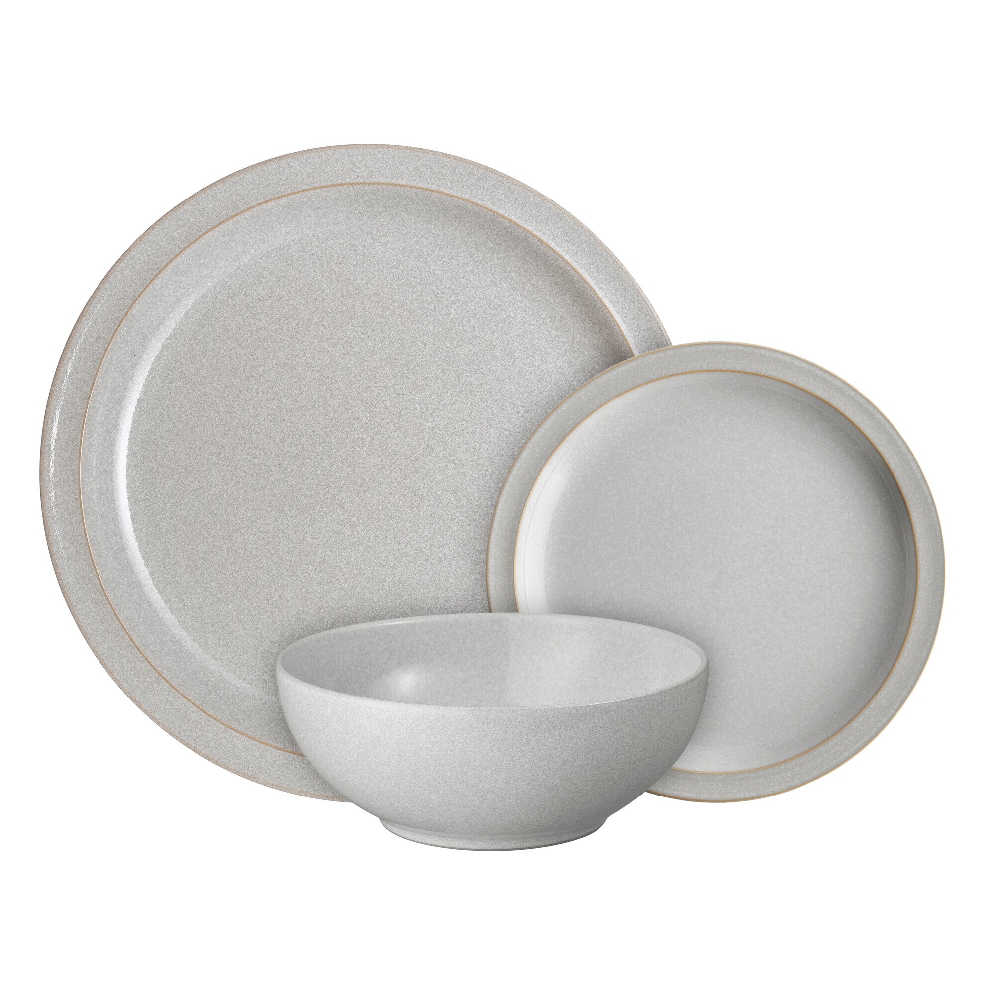 Product photograph of Dove Grey 12 Piece Tableware Set from Denby Retail Ltd